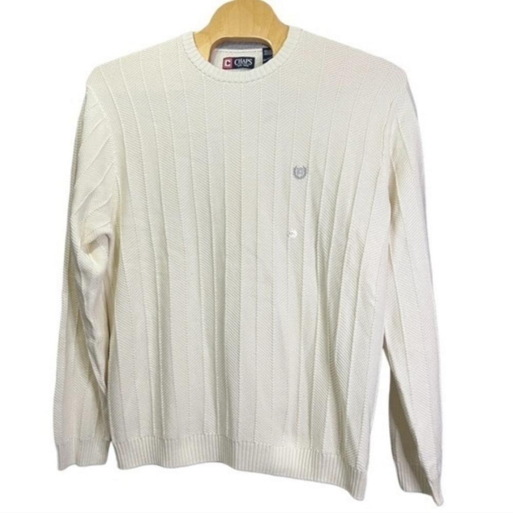 Chaps Men's Pullover Crewneck Long Sleeve Sweater Cream/Off White Size XXL NEW